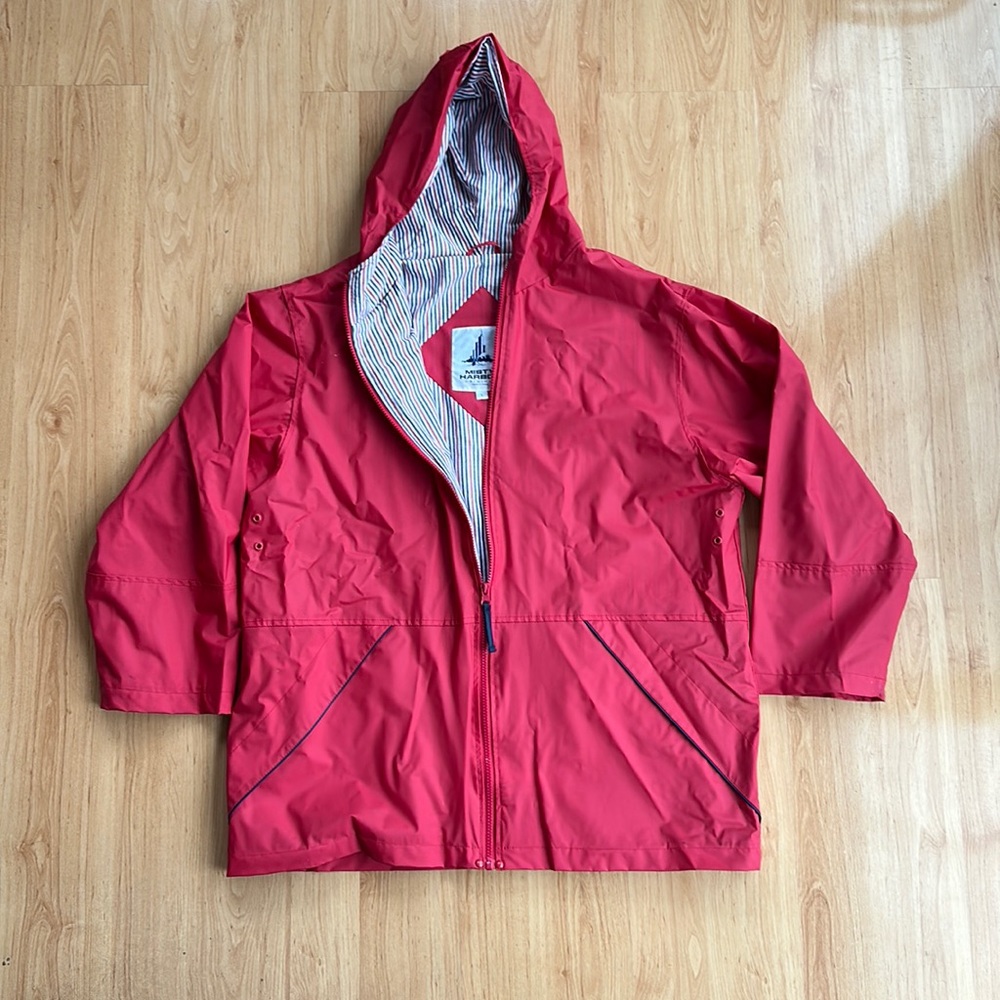 Red Misty Harbor Original Rain Jacket with Stripped Lining Size L